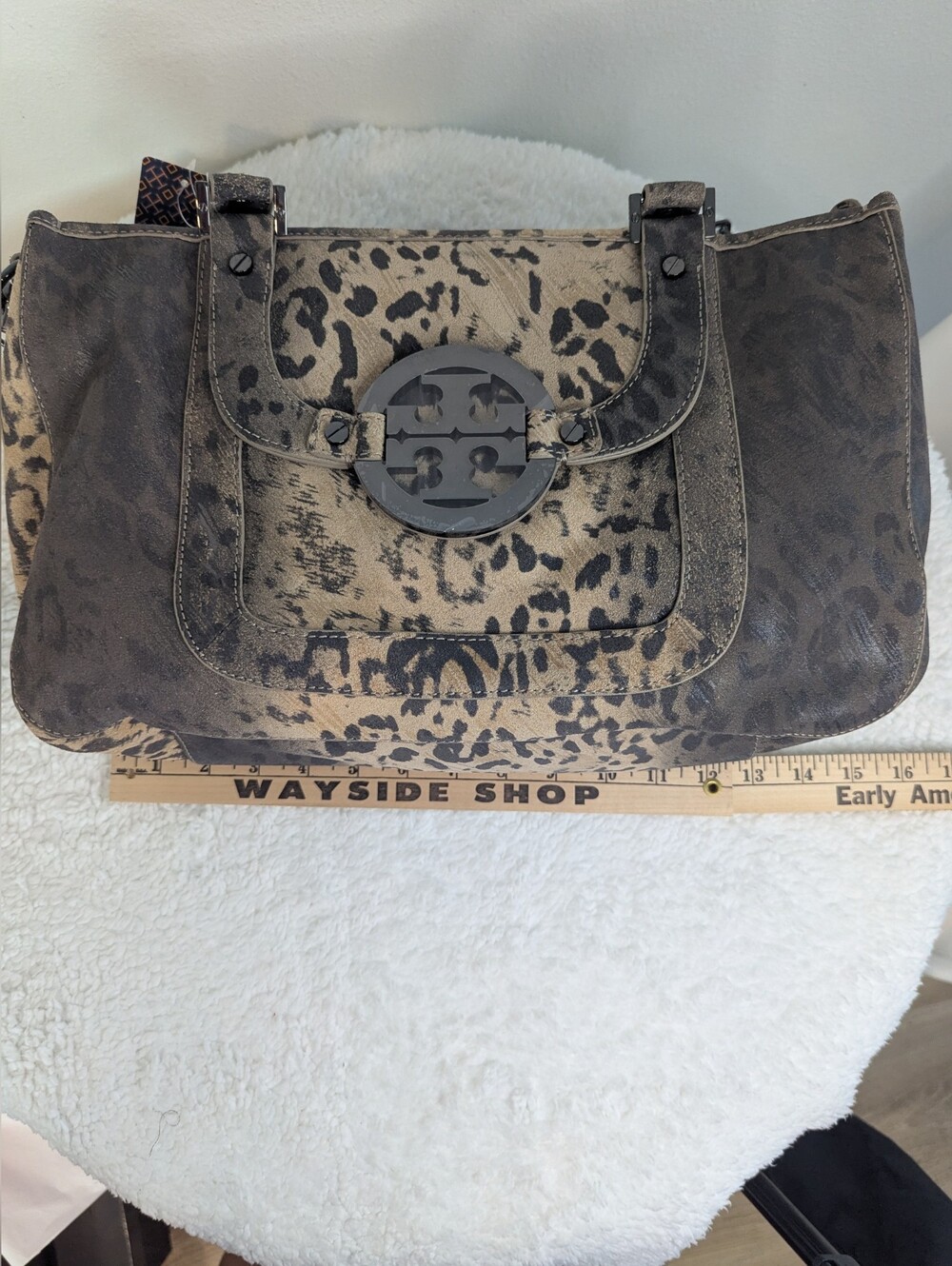 Tory Burch Amanda Leopard Print Satchel Chain Strap NWT Tag Coconut 11109017 - Picture 2 of 15